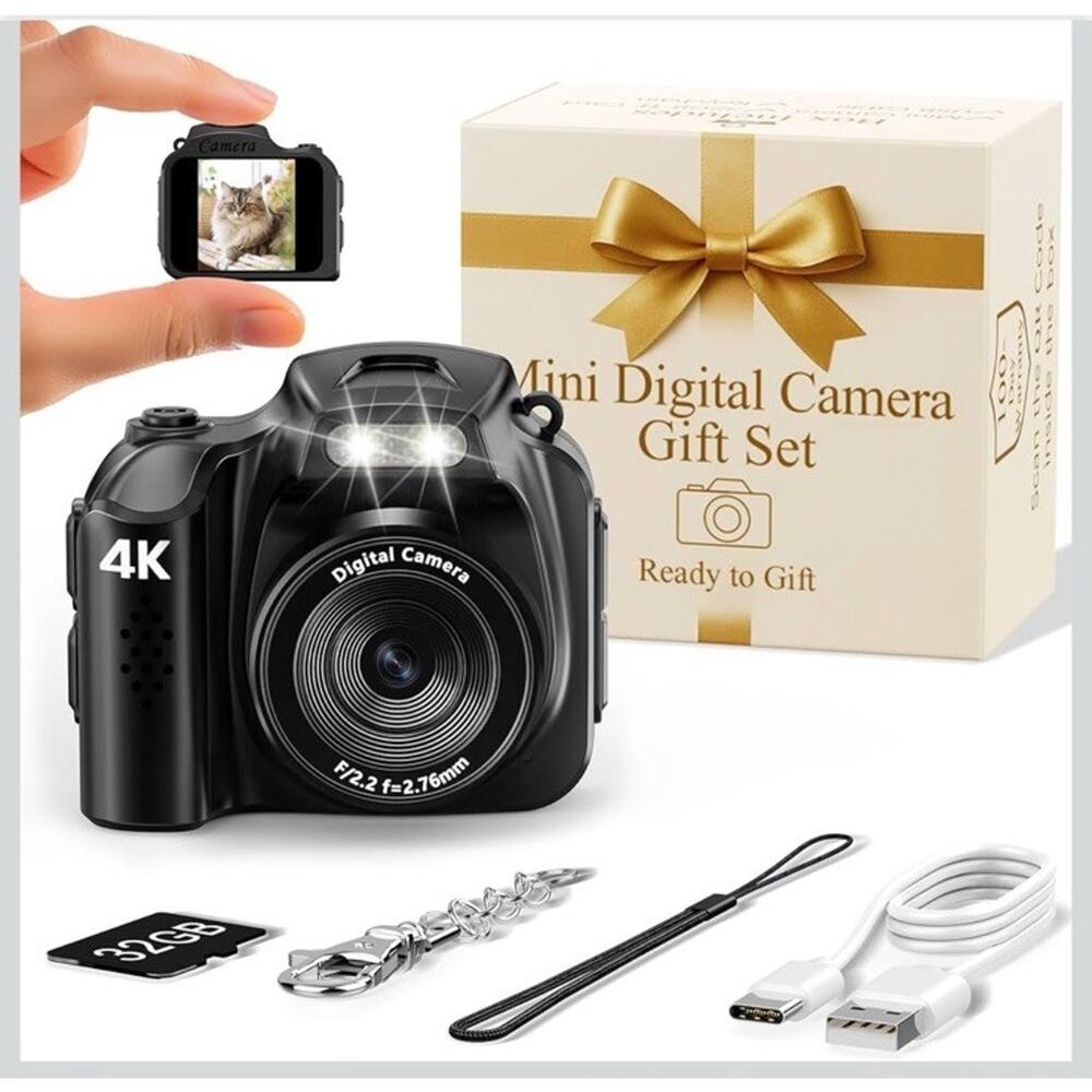 🔥FLATIC Mini Keychain Camera –4K Digital Tiny Camera with 32GB Card BNWT🔥